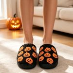BERANMEY Halloween Slippers for Women Perfect Soft Plush Comfy Warm Slip-On Cute Womens Slippers Indoor Fluffy House Slippers for Women and Men Non-slip Fuzzy Flat Slides - Image 55