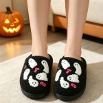 BERANMEY Halloween Slippers for Women Perfect Soft Plush Comfy Warm Slip-On Cute Womens Slippers Indoor Fluffy House Slippers for Women and Men Non-slip Fuzzy Flat Slides - Image 23