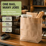 100 Pack Paper Kraft Paper Bags,Heavy Duty Large Grocery Brown Bag,14x10.5x6.5 Inch Bags for Storage,Take out,Shopping,Sacks - Image 3
