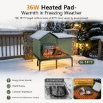 YUWENUS Heated Outdoor Cat House with Heated Pad and Escape Door for Outdoor Weatherproof Cat Shelter Insulated Outdoor Cat House,Green,Small - Image 16
