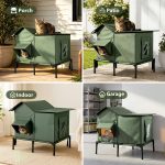 YUWENUS Heated Outdoor Cat House with Heated Pad and Escape Door for Outdoor Weatherproof Cat Shelter Insulated Outdoor Cat House,Green,Small - Image 27